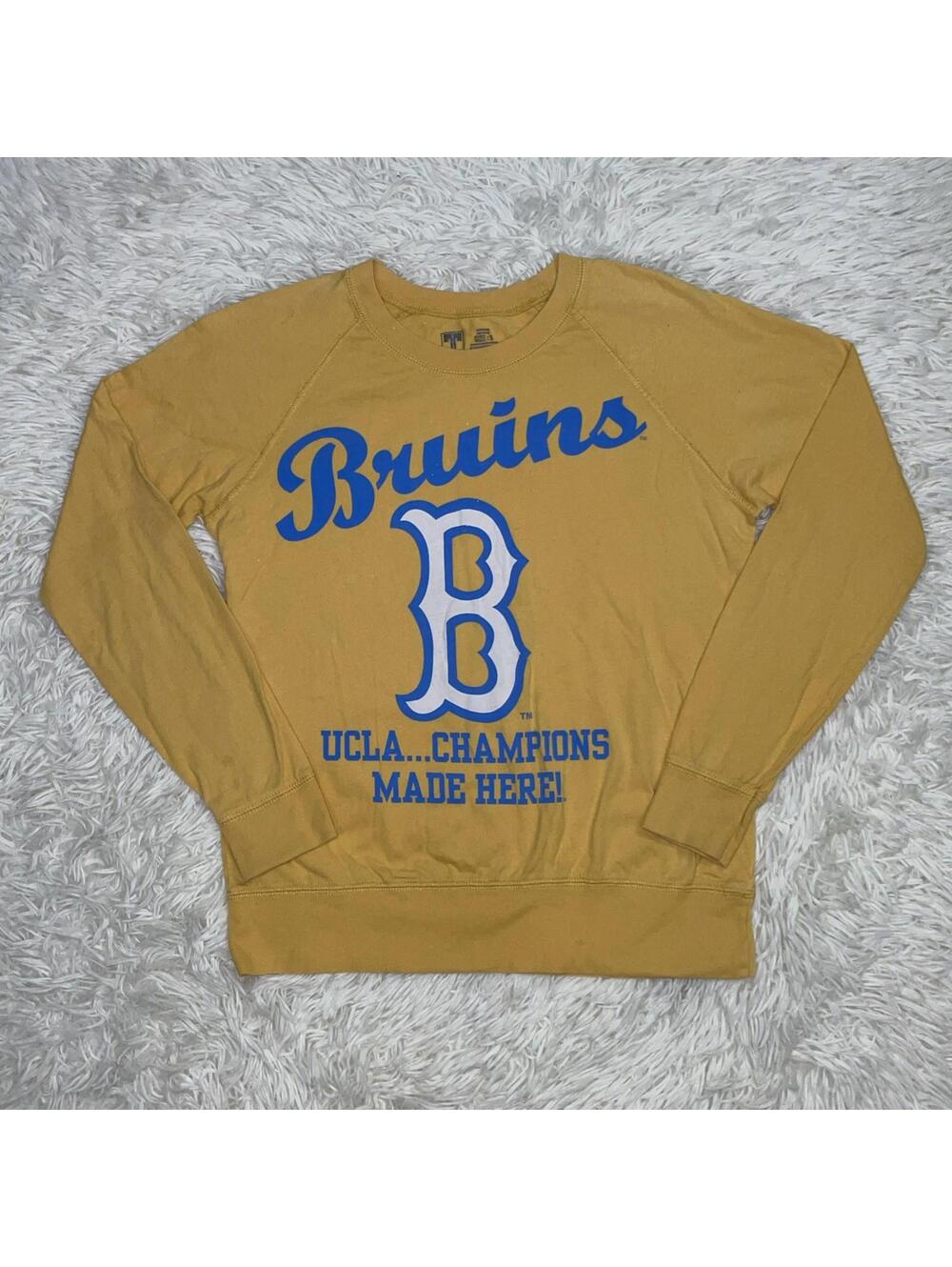 UCLA Bruins NCAA Champions Made Here Yellow Long Sleeve T-Shirt Women's Size S